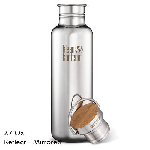 Klean Kanteen Reflect 27 oz. Bottle with Bamboo Cap - Brushed Stainless