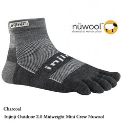 Injinji Outdoor 2.0 Midweight Mini Crew Socks - NuWool